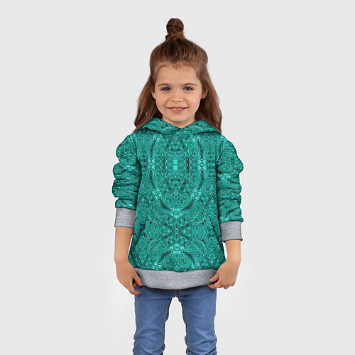 Детская толстовка Бирюзовый восточный ажурный узор / 3D-Меланж – фото 4