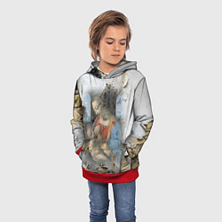 Толстовка-худи детская Мадонна Литта Леонардо да Винчи Post-art, цвет: 3D-красный — фото 2