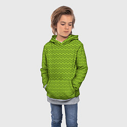 Толстовка-худи детская Зеленые светлые и темные волнистые полосы, цвет: 3D-меланж — фото 2