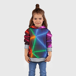 Толстовка-худи детская Неоновые лучи разных цветов - Синий, цвет: 3D-меланж — фото 2
