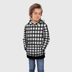 Толстовка-худи детская Black and white trendy checkered pattern, цвет: 3D-черный — фото 2