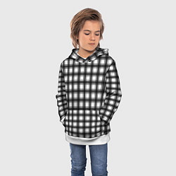 Толстовка-худи детская Black and white trendy checkered pattern, цвет: 3D-белый — фото 2
