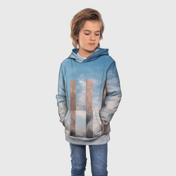 Толстовка-худи детская Абстрактные блоки и небо - Голубой, цвет: 3D-меланж — фото 2