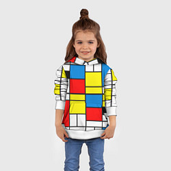 Толстовка-худи детская Texture of squares rectangles, цвет: 3D-белый — фото 2