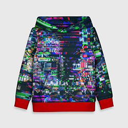 Толстовка-худи детская Ночной город - glitch, цвет: 3D-красный
