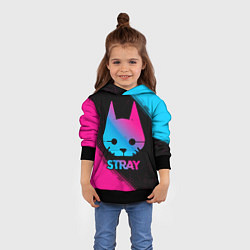 Толстовка-худи детская Stray - Neon Gradient, цвет: 3D-черный — фото 2