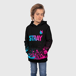 Толстовка-худи детская Stray - neon gradient logo, цвет: 3D-черный — фото 2