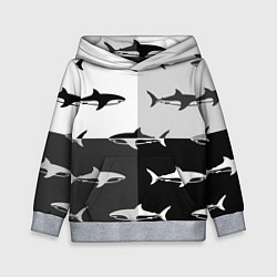Толстовка-худи детская Стая акул - pattern, цвет: 3D-меланж