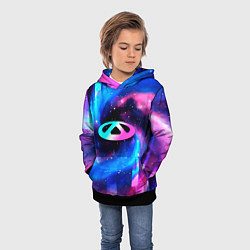 Толстовка-худи детская Chery неоновый космос, цвет: 3D-черный — фото 2