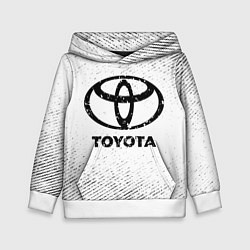 Толстовка-худи детская Toyota с потертостями на светлом фоне, цвет: 3D-белый
