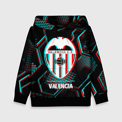 Толстовка-худи детская Valencia FC в стиле glitch на темном фоне, цвет: 3D-черный