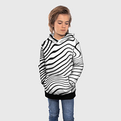 Толстовка-худи детская Волновой линейный растр - зебра, цвет: 3D-черный — фото 2