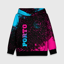 Толстовка-худи детская Porto - neon gradient: символ и надпись вертикальн, цвет: 3D-черный