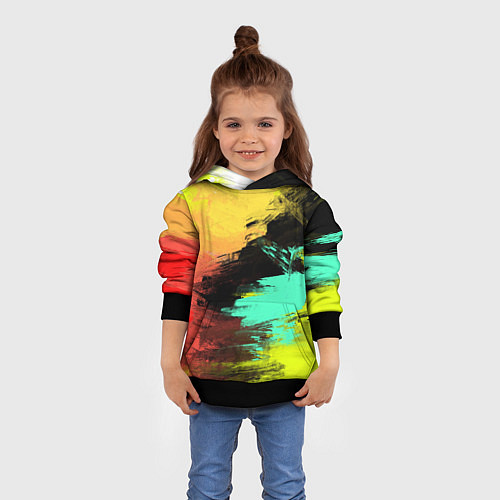 Детская толстовка Яркий красочный гранж / 3D-Черный – фото 4