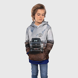 Толстовка-худи детская Toyota Land Cruiser in the mountains, цвет: 3D-синий — фото 2