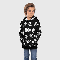 Толстовка-худи детская Приведение Boo Хэллоуин, цвет: 3D-черный — фото 2