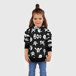 Толстовка-худи детская Приведение Boo Хэллоуин, цвет: 3D-черный — фото 2