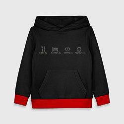 Толстовка-худи детская Eat sleep code repeat!, цвет: 3D-красный