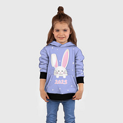Толстовка-худи детская Кролик - символ 2023 года, цвет: 3D-черный — фото 2