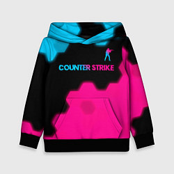 Толстовка-худи детская Counter Strike - neon gradient: символ сверху, цвет: 3D-черный