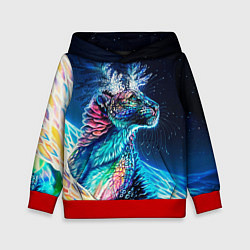 Толстовка-худи детская Неоновый сказочный леопард, цвет: 3D-красный