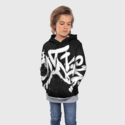 Толстовка-худи детская Иероглифы в стиле граффити, цвет: 3D-меланж — фото 2