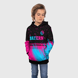 Толстовка-худи детская Bayern - neon gradient: символ сверху, цвет: 3D-черный — фото 2