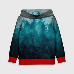 Толстовка-худи детская Темный хвойный лес, цвет: 3D-красный