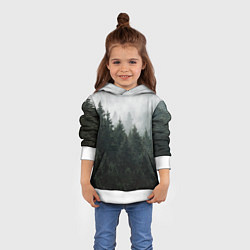 Толстовка-худи детская Туманный хвойный лес, цвет: 3D-белый — фото 2