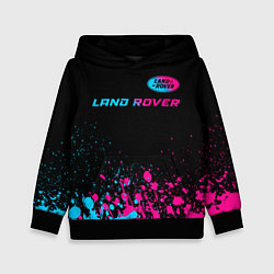 Толстовка-худи детская Land Rover - neon gradient: символ сверху, цвет: 3D-черный