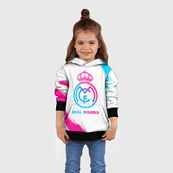 Толстовка-худи детская Real Madrid neon gradient style, цвет: 3D-черный — фото 2