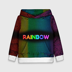 Толстовка-худи детская Радужные точки - Rainbow, цвет: 3D-белый