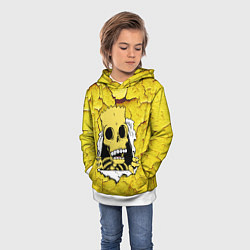 Толстовка-худи детская Скелет Барта Симпсона разрывает штукатурку стены, цвет: 3D-белый — фото 2