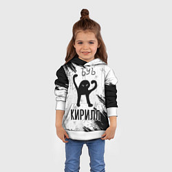 Толстовка-худи детская Кот ъуъ Кирилл, цвет: 3D-белый — фото 2