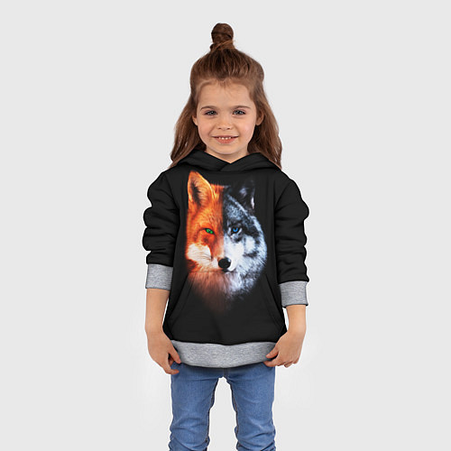 Детская толстовка Волк и Лисица / 3D-Меланж – фото 4