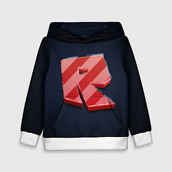 Толстовка-худи детская Roblox red - Роблокс полосатый логотип, цвет: 3D-белый