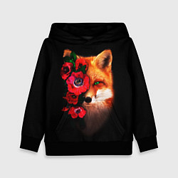 Толстовка-худи детская Лиса и цветы, цвет: 3D-черный