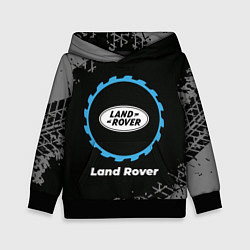 Толстовка-худи детская Land Rover в стиле Top Gear со следами шин на фоне, цвет: 3D-черный
