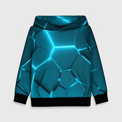 Толстовка-худи детская Ледяные неоновые геометрические плиты, цвет: 3D-черный