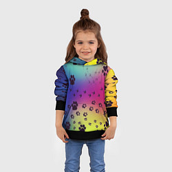Толстовка-худи детская Следы кошек и птиц, цвет: 3D-черный — фото 2