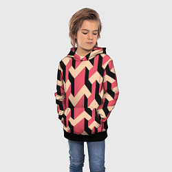 Толстовка-худи детская Объемный геометрический узор geometry, цвет: 3D-черный — фото 2