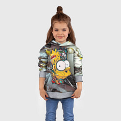 Толстовка-худи детская Башка Барта Симпсона - Robopunk, цвет: 3D-меланж — фото 2