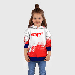 Толстовка-худи детская Got7 - красная абстракция, цвет: 3D-синий — фото 2