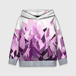 Толстовка-худи детская Мозаичный узор в розовых и сиреневых тонах на бело, цвет: 3D-меланж