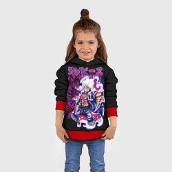 Толстовка-худи детская Луффи 5 гир - One Piece, цвет: 3D-красный — фото 2