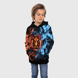 Толстовка-худи детская Огонь и вода - лев, цвет: 3D-черный — фото 2