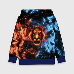 Толстовка-худи детская Огонь и вода - лев, цвет: 3D-синий