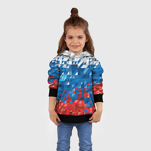 Детская толстовка Полигональный флаг России! / 3D-Черный – фото 4