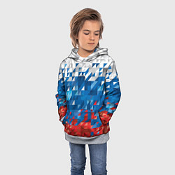Толстовка-худи детская Полигональный флаг России!, цвет: 3D-меланж — фото 2