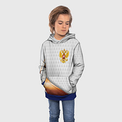 Толстовка-худи детская Герб РФ с золотой вставкой, цвет: 3D-синий — фото 2